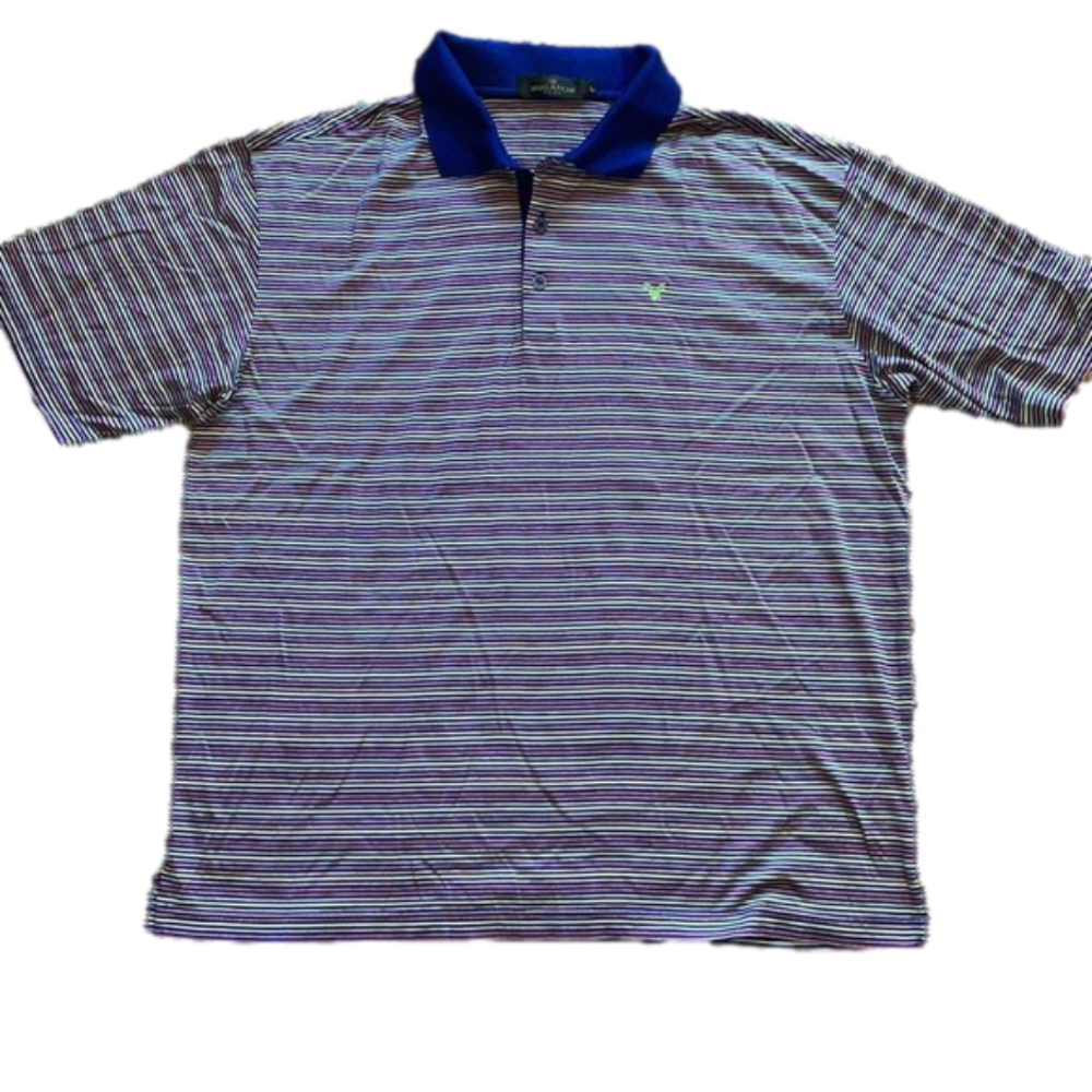 Bugatchi Mens Large Striped Golf Polo